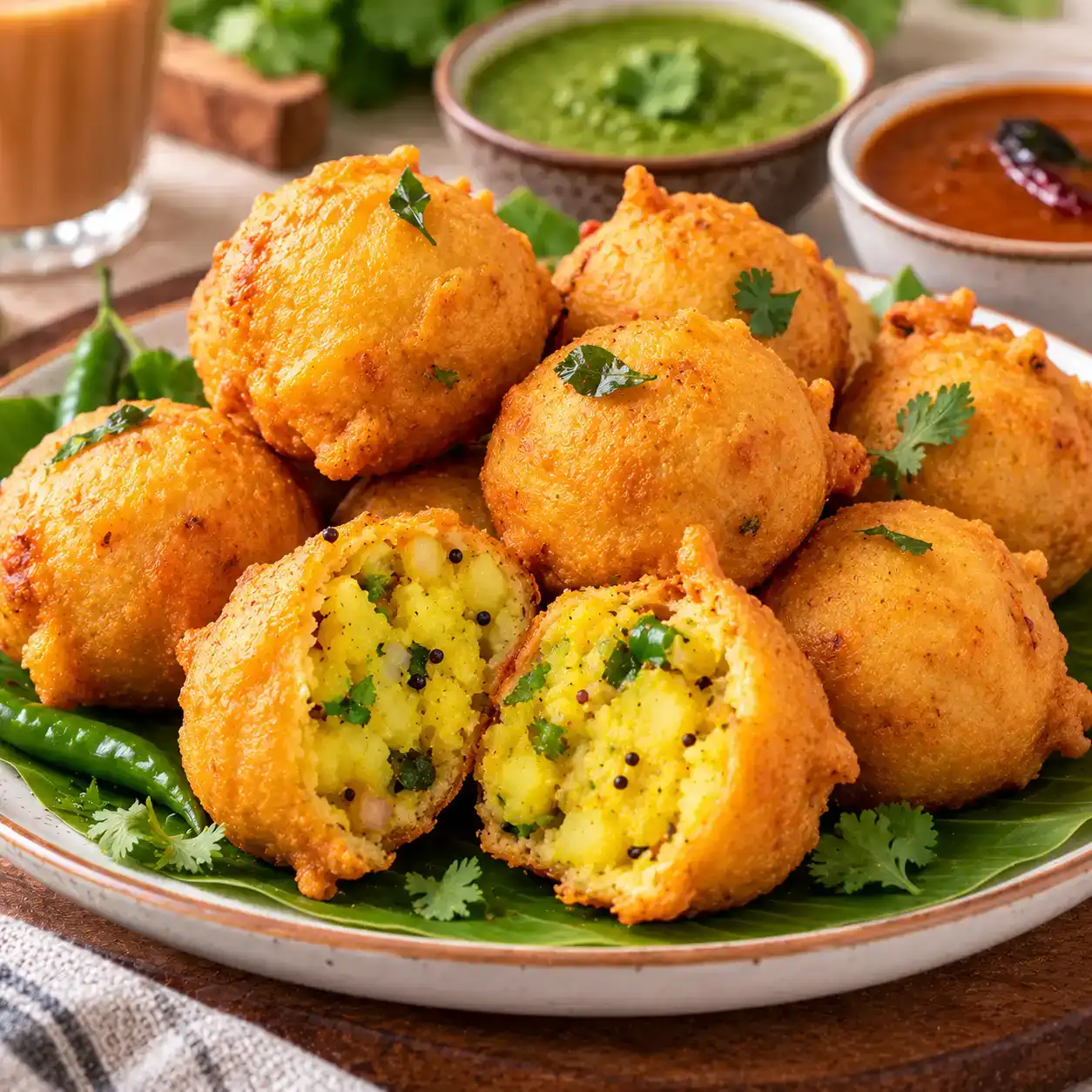 Aloo Bonda (2 Pcs) — Spiced potato filling coated in batter and fried; served as two pieces at Apna Bazar - Eatery